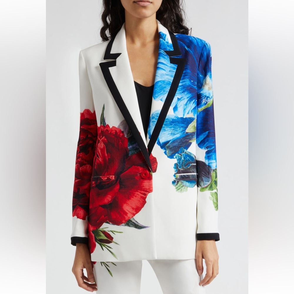Alice and Olivia DENNY LARGE FORMAT FLORAL BLAZER SIZE 4 - Picture 5 of 5